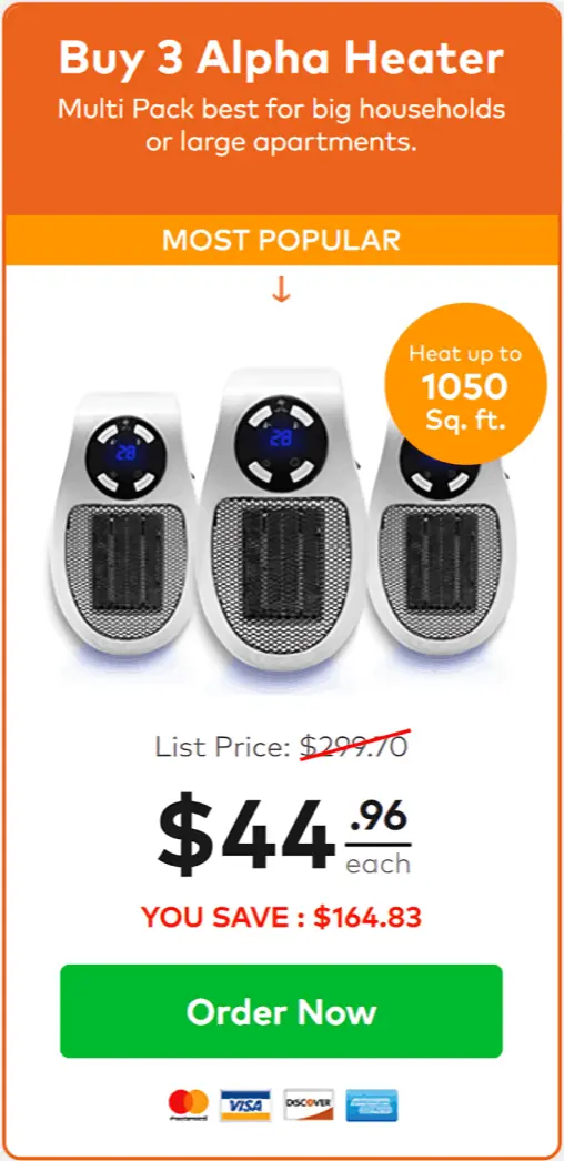 Alpha Heater offer package price 